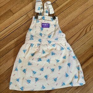 HTF Vintage OshKosh B'gosh Corduroy Bunny Overall Dress